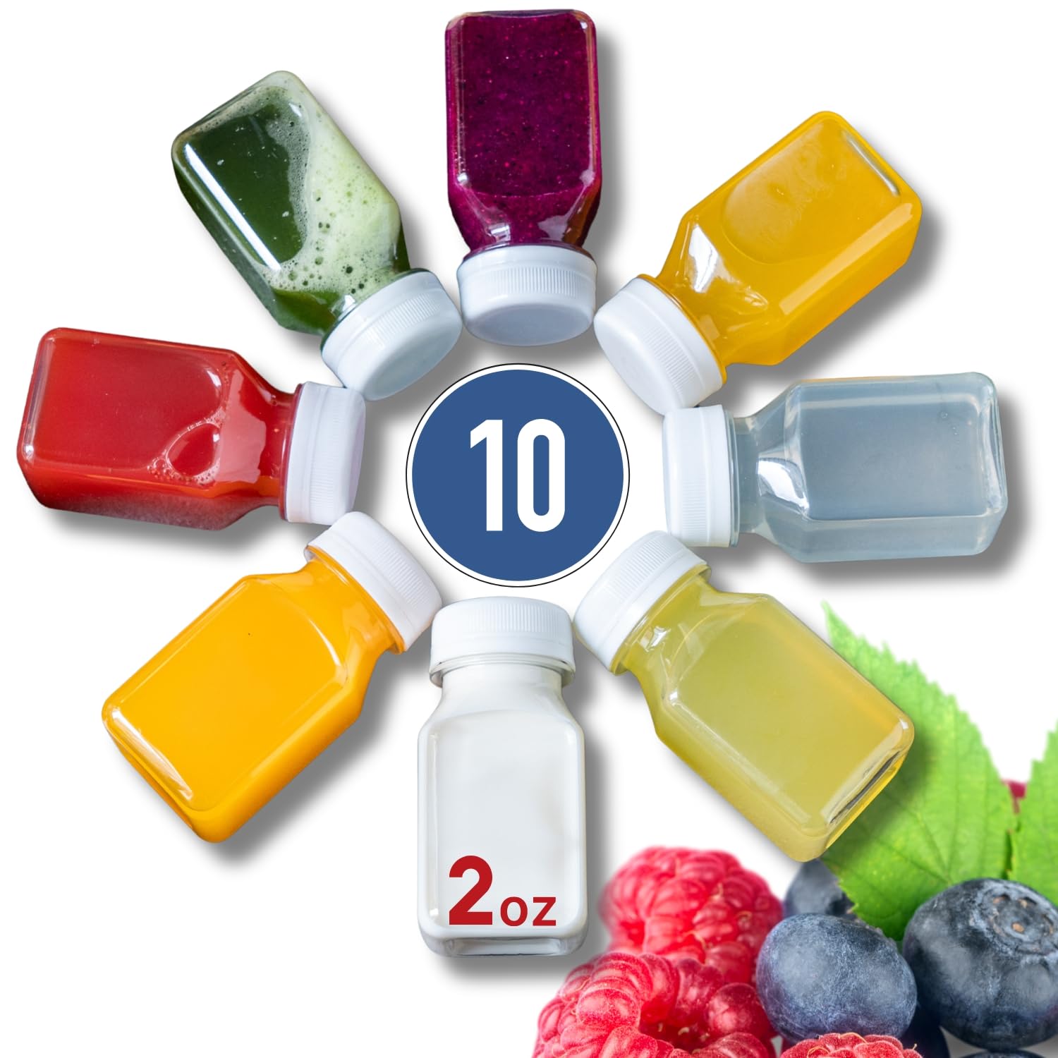 Norcalway 10pcs Shot Bottles, Special Ginger Shot Bottles with Caps, High-Qualit...
