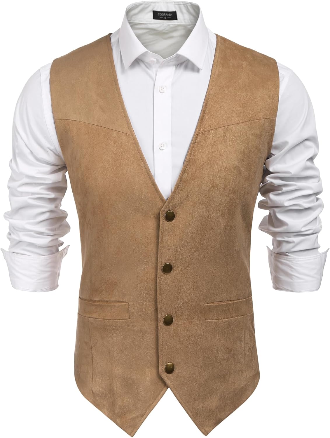 COOFANDY Men's Suede Leather Suit, Stylish Vest Jacket, Versatile Casual Western...