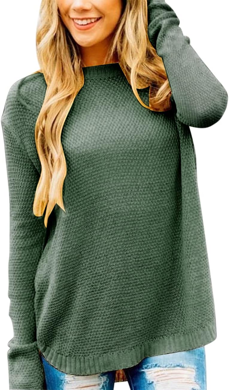 LEANI Women’s 2024 Long Sleeve Crew Neck Pullover Sweater Loose Casual Soft Knit...