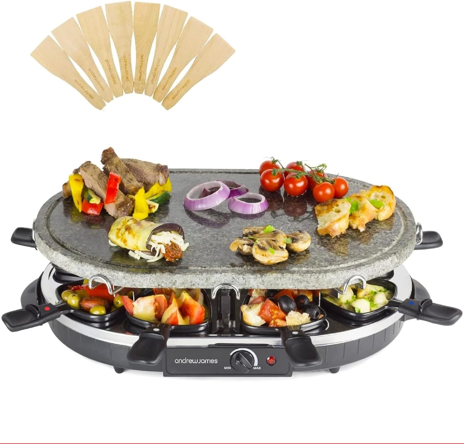 Andrew James Electric Raclette Hotplate Party Non Stick Grill Machine, Oval Ston...