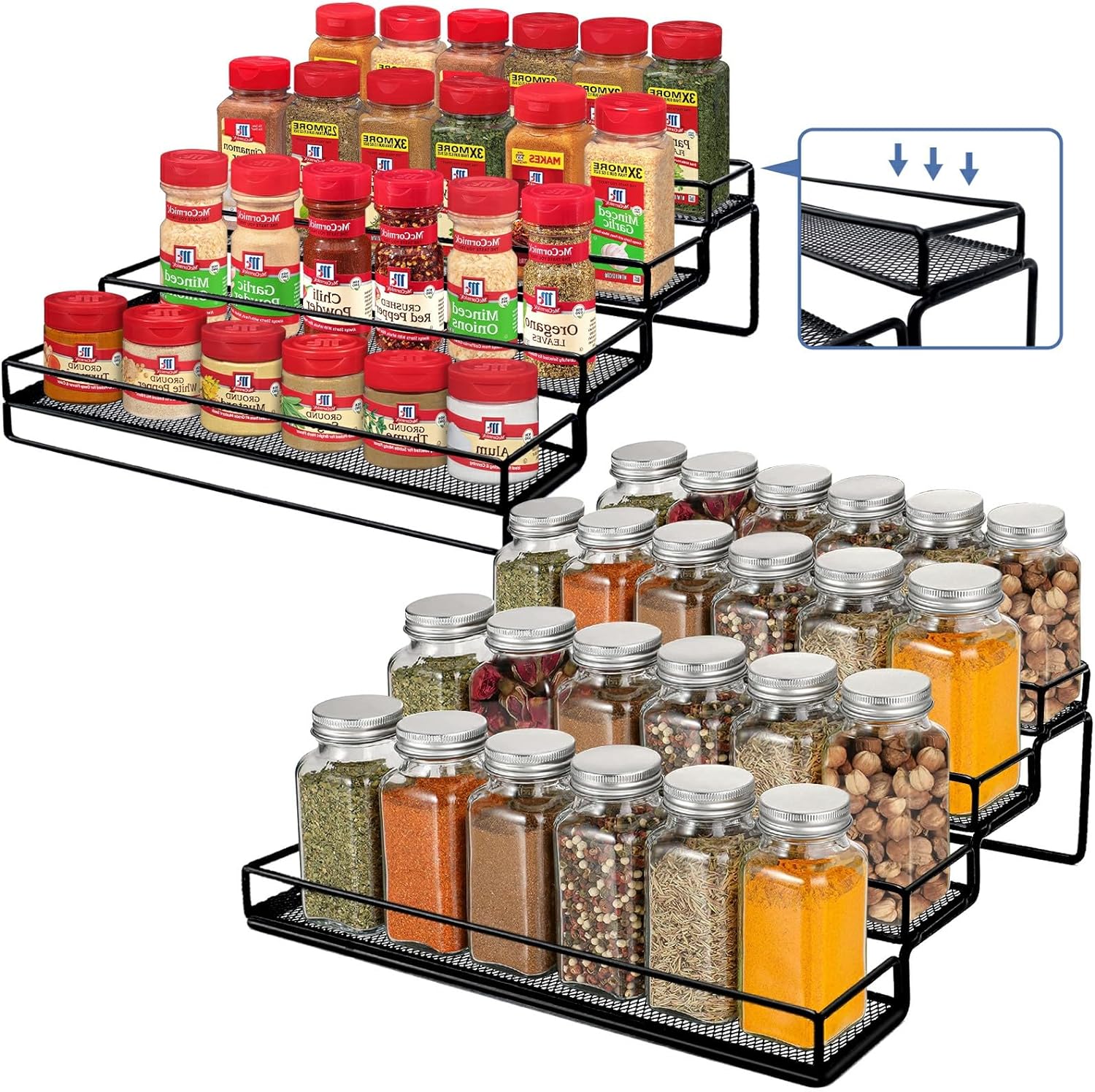 Spice Rack Organizer for Cabinet, 4 Tier Seasoning Organizer, Expandable Shelf,S...
