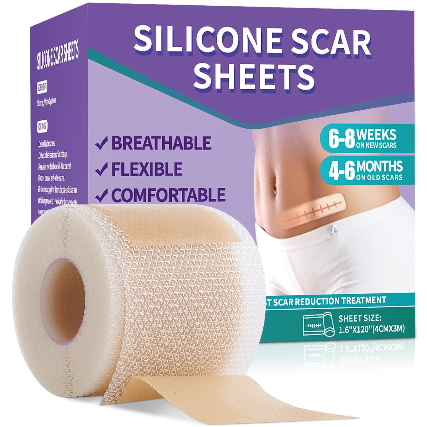 Silicone Scar Sheets, Special Medical Grade Silicone Scar Tape, Innovative Profe...