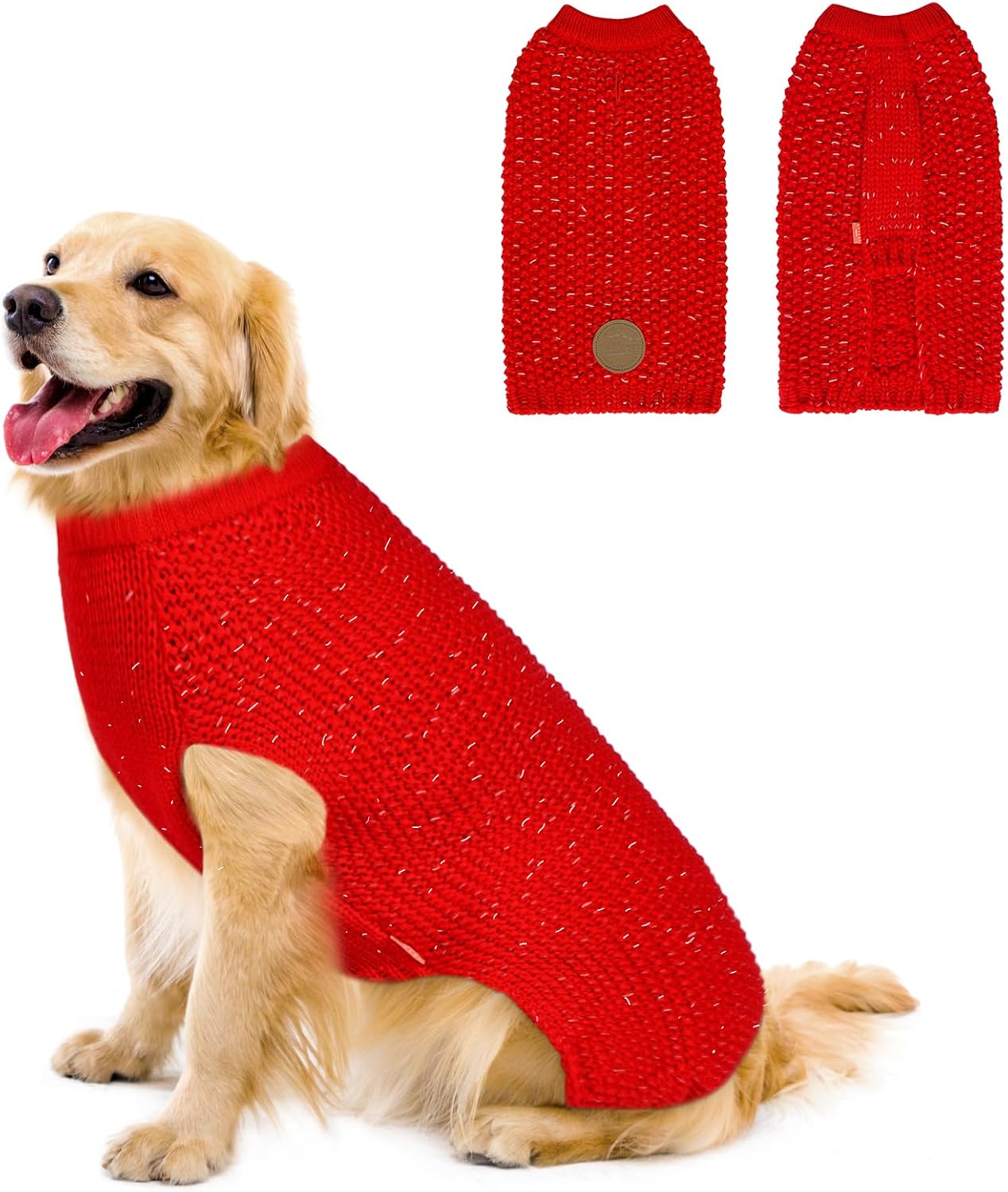 KYEESE Christmas Dog Clothes, Special Large Dog Sweater with Reflective Yarn, In...