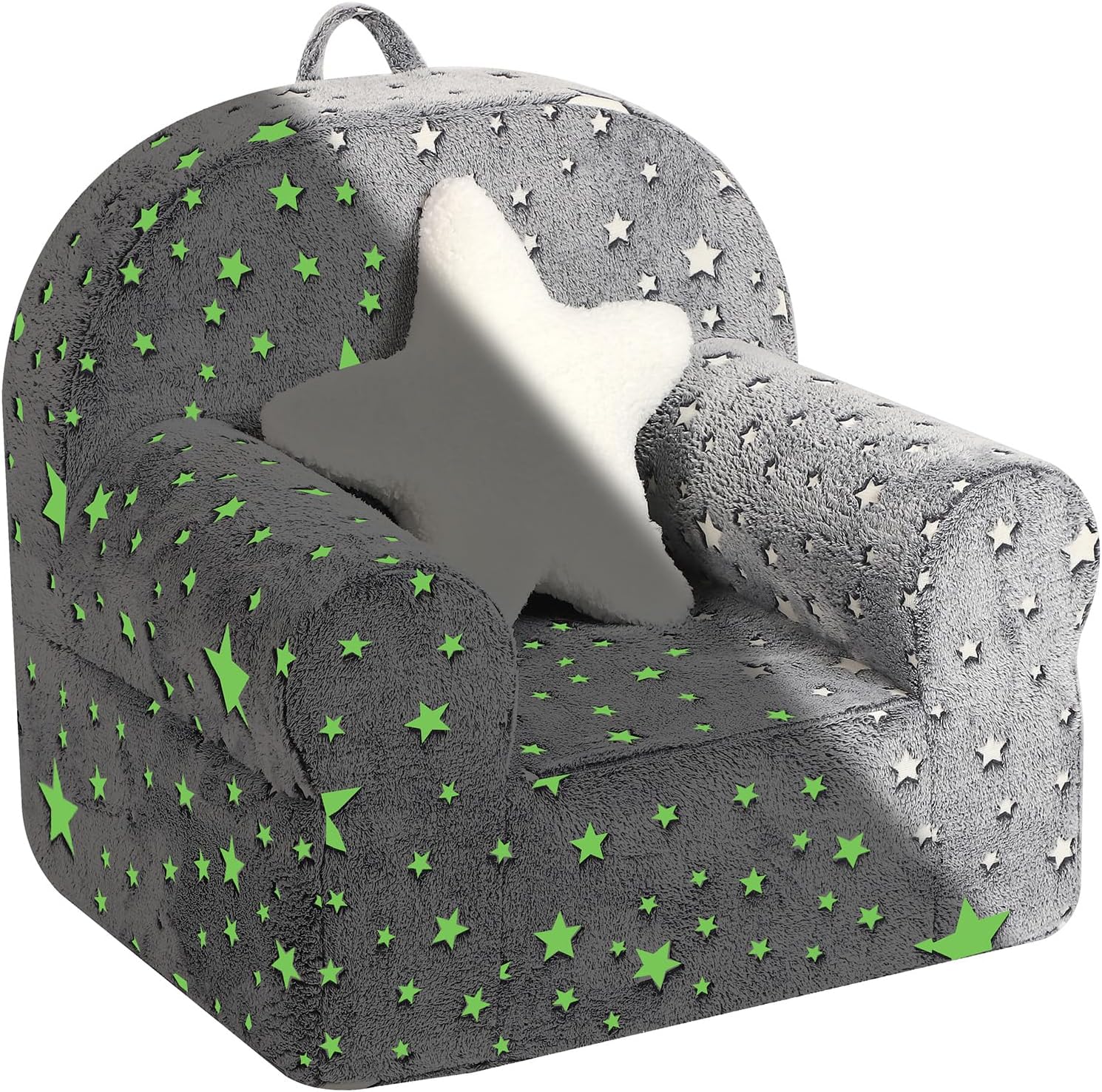 Little Star Kids Sofa with Star Throw Pillow, High Back Toddler Chair Glow in Th...