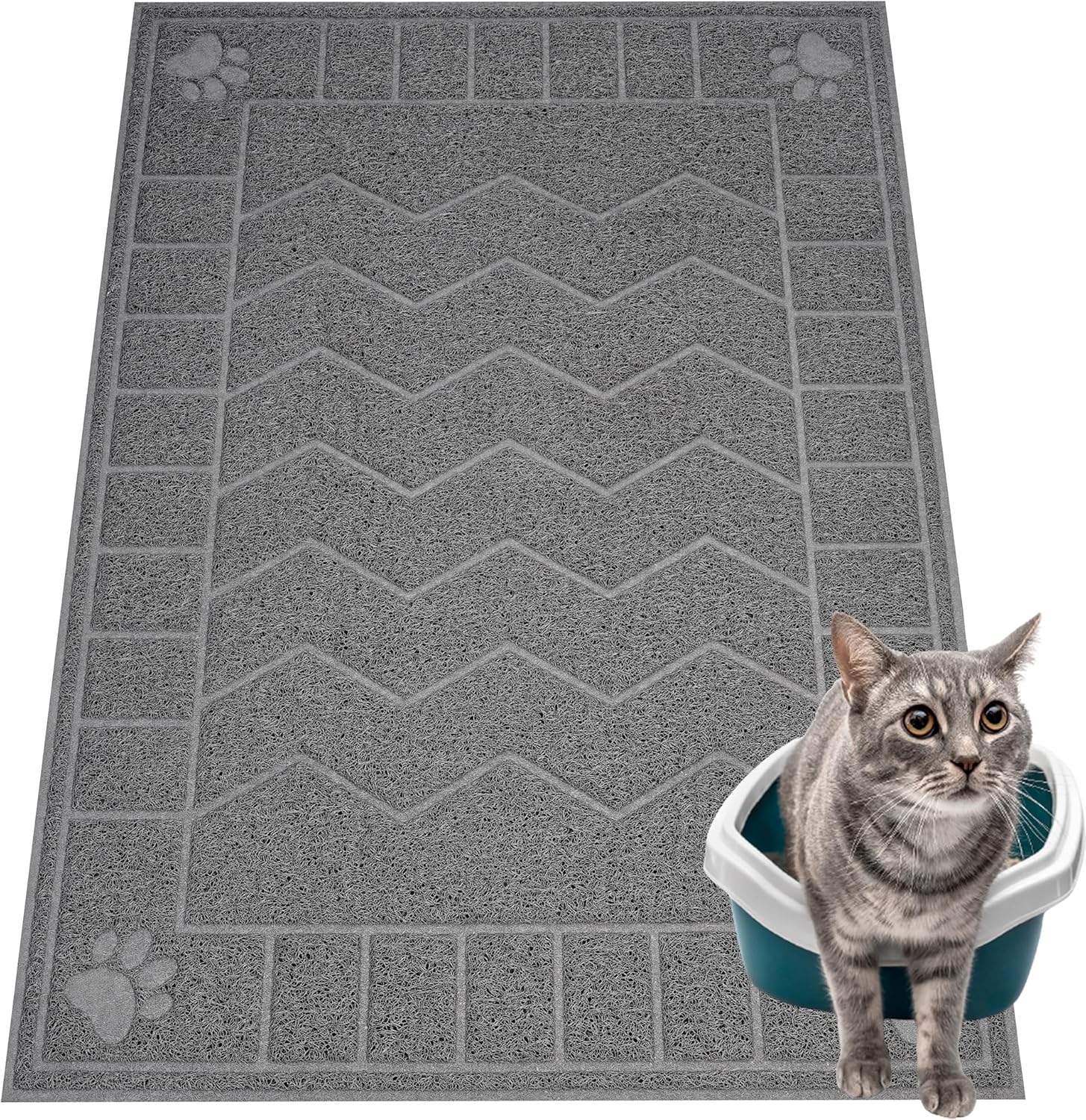 Cat Litter Box Mat, Special Kitty Litter Trapping Mat, Innovative Large Litter B...