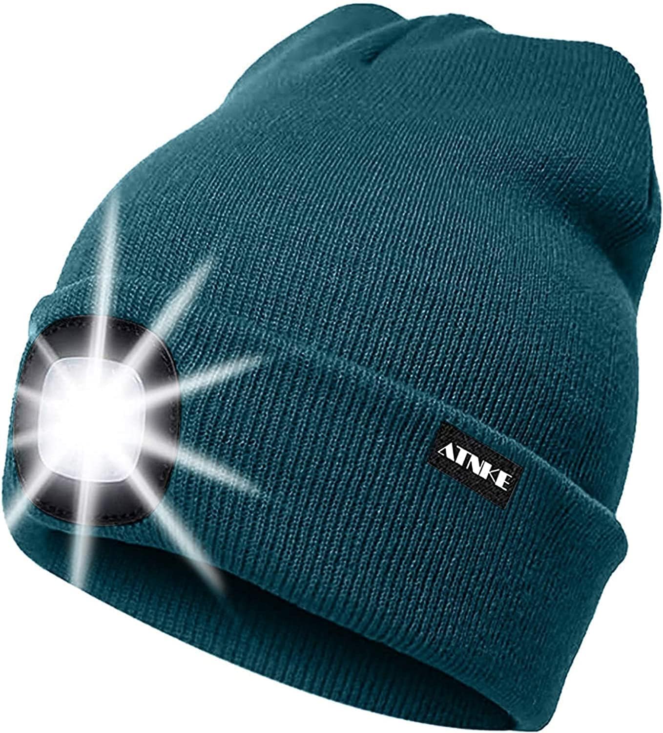 ATNKE LED Lighted Beanie Cap,USB Rechargeable Running Hat Ultra Bright 4 LED Wat...