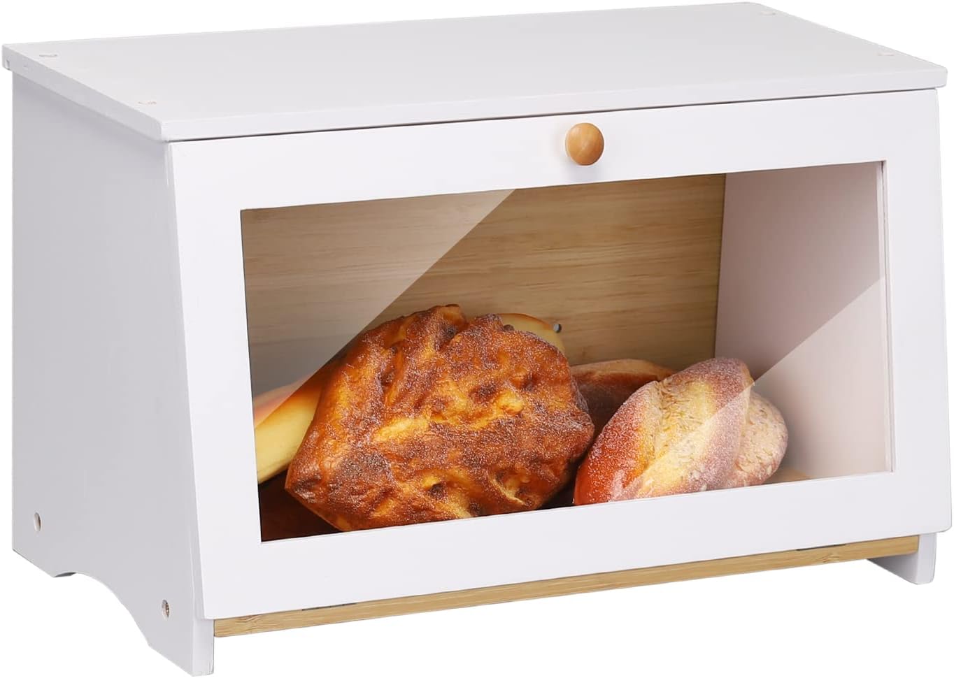 HOMEKOKO Wood Bread Box, Special Food Storage Bin for Kitchen Counter, Innovativ...