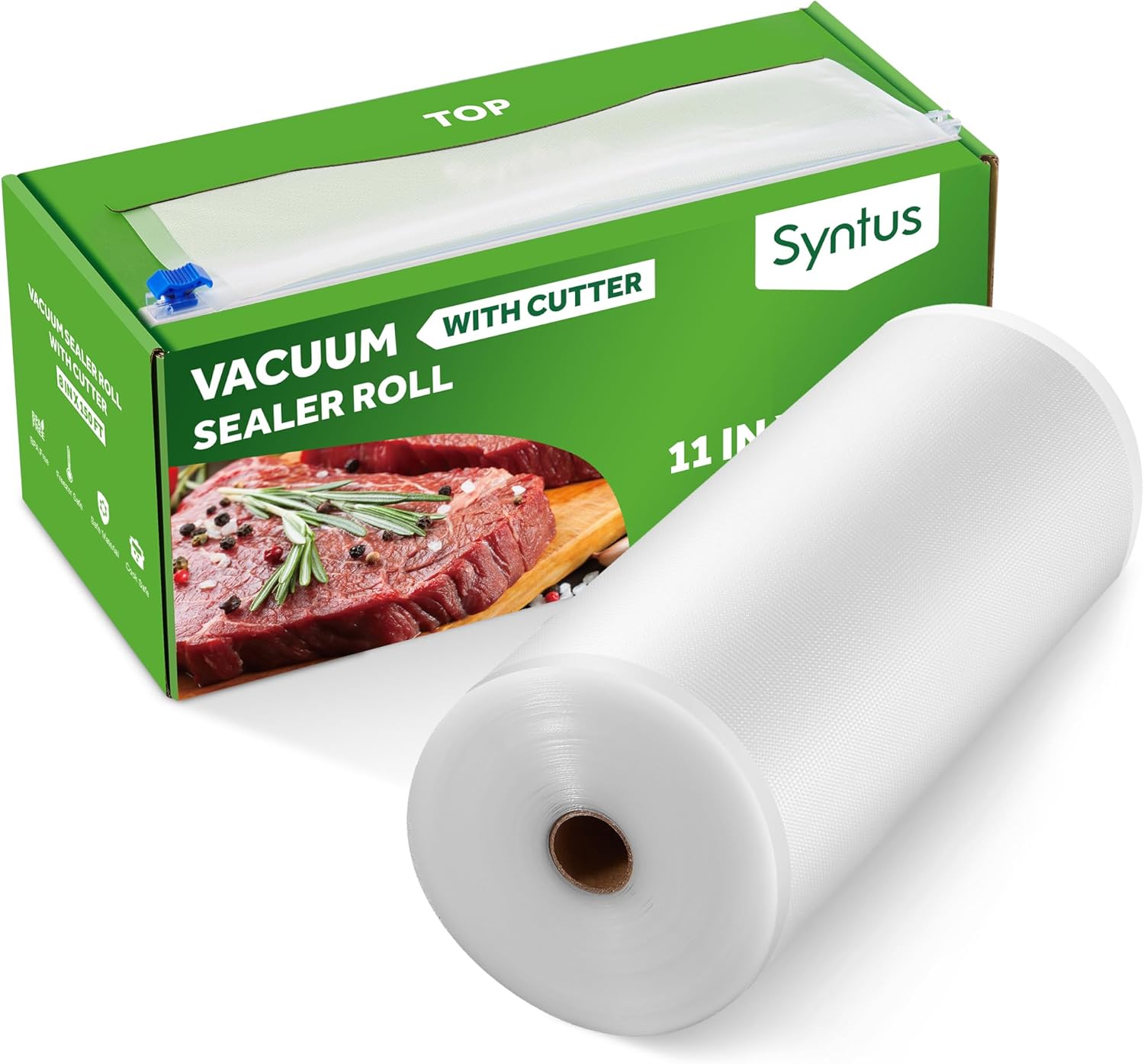Syntus 11" x 150' Food Vacuum Seal Roll Keeper with Cutter Dispenser, Commercial...