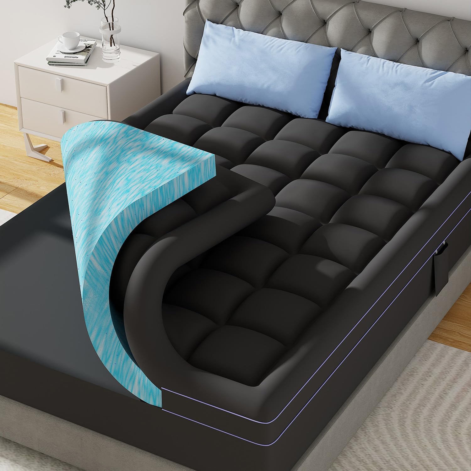 ABENE 3 Inch Dual Layer Memory Foam Mattress Topper, Special Memory Foam Mattres...