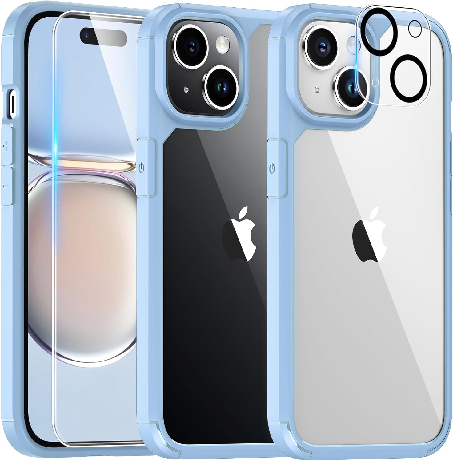 TAURI for iPhone 15 Plus Case, [5 in 1] 1X Clear Case [Not-Yellowing] with 2X Sc...