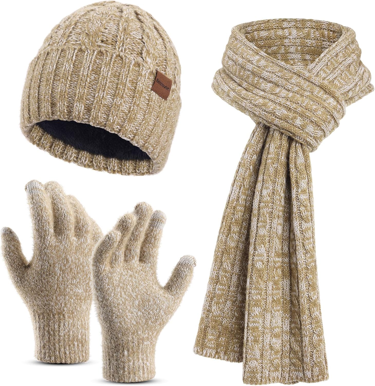Hat Scarf Glove Set Women: 3 in 1 Beanie Long Scarf and Touch Screen Gloves for...