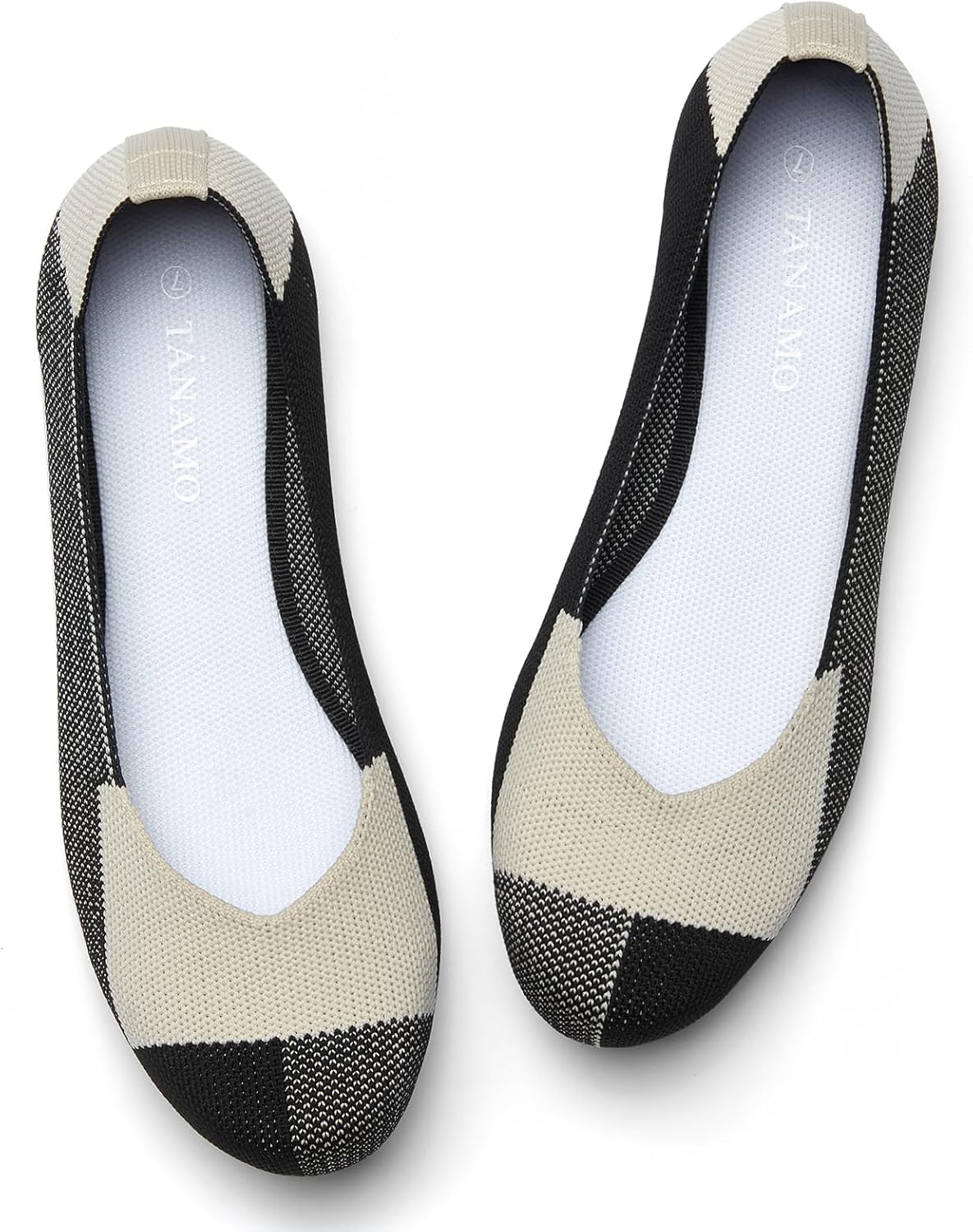 Tanamo Women's Flat Ballet Shoes Knit Flat Shoes for Women Round Toe Slip on Wom...
