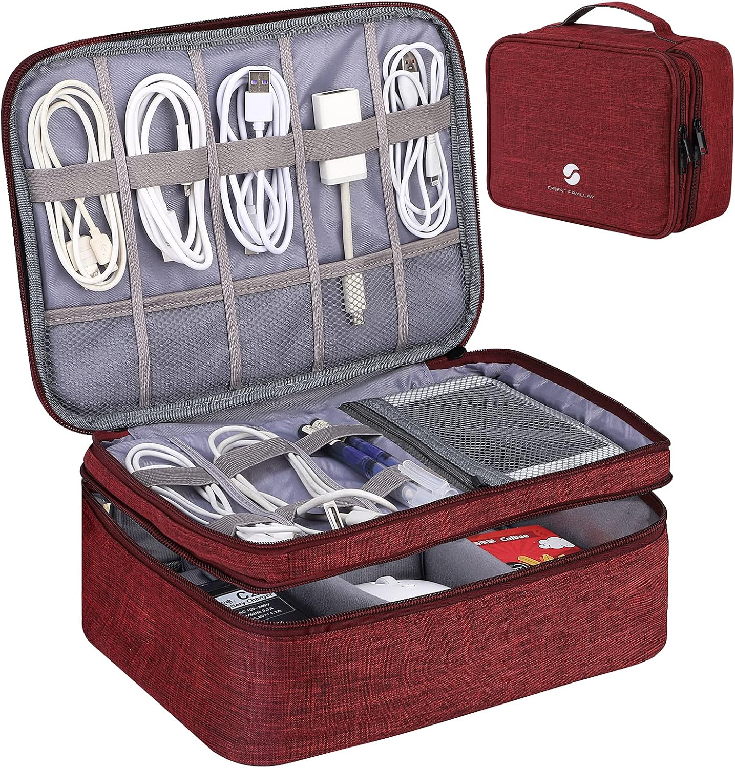 ORIENT FAMULAY Travel Electronics Organizer, Special Waterproof Cable Organizer...