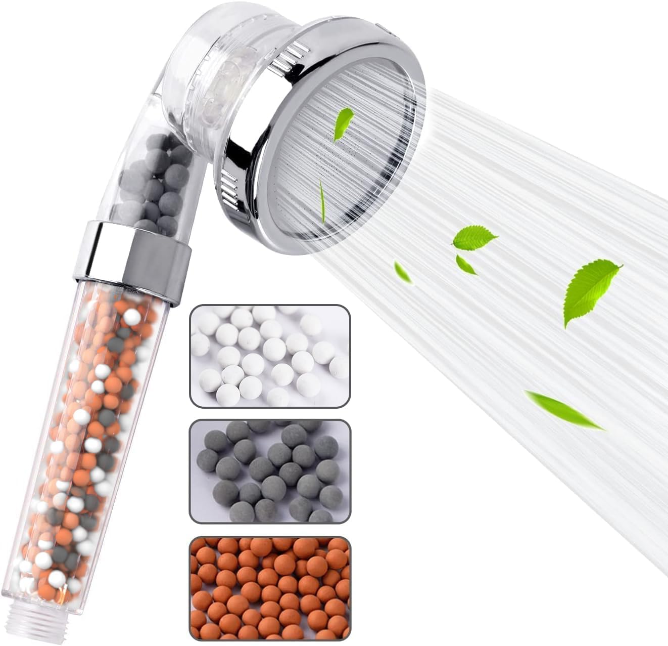 VEHHE Filter Shower Head, Upgraded High Pressure Shower Heads with Beads 3 Modes...