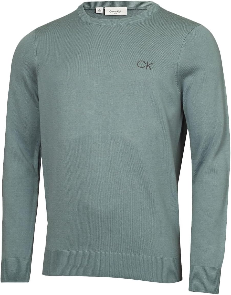 Calvin Klein Mens 2024 Round Neck Tour Durable Soft Golf Sweater L Sage
