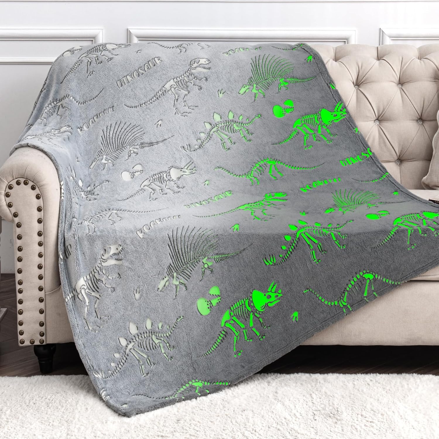 Dinosaur Toys Gifts for Kids Boys - Dino Glow in The Dark Blanket Best Birthday...