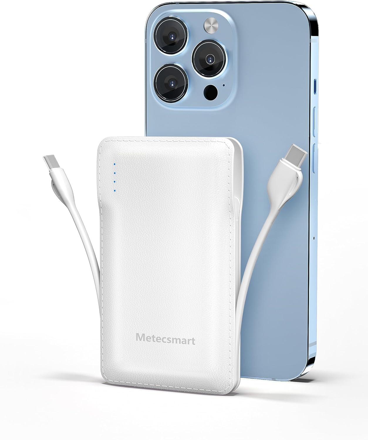Portable Phone Charger, 10000mAh Power Bank with Built-in 2 Cables, Special Mini...