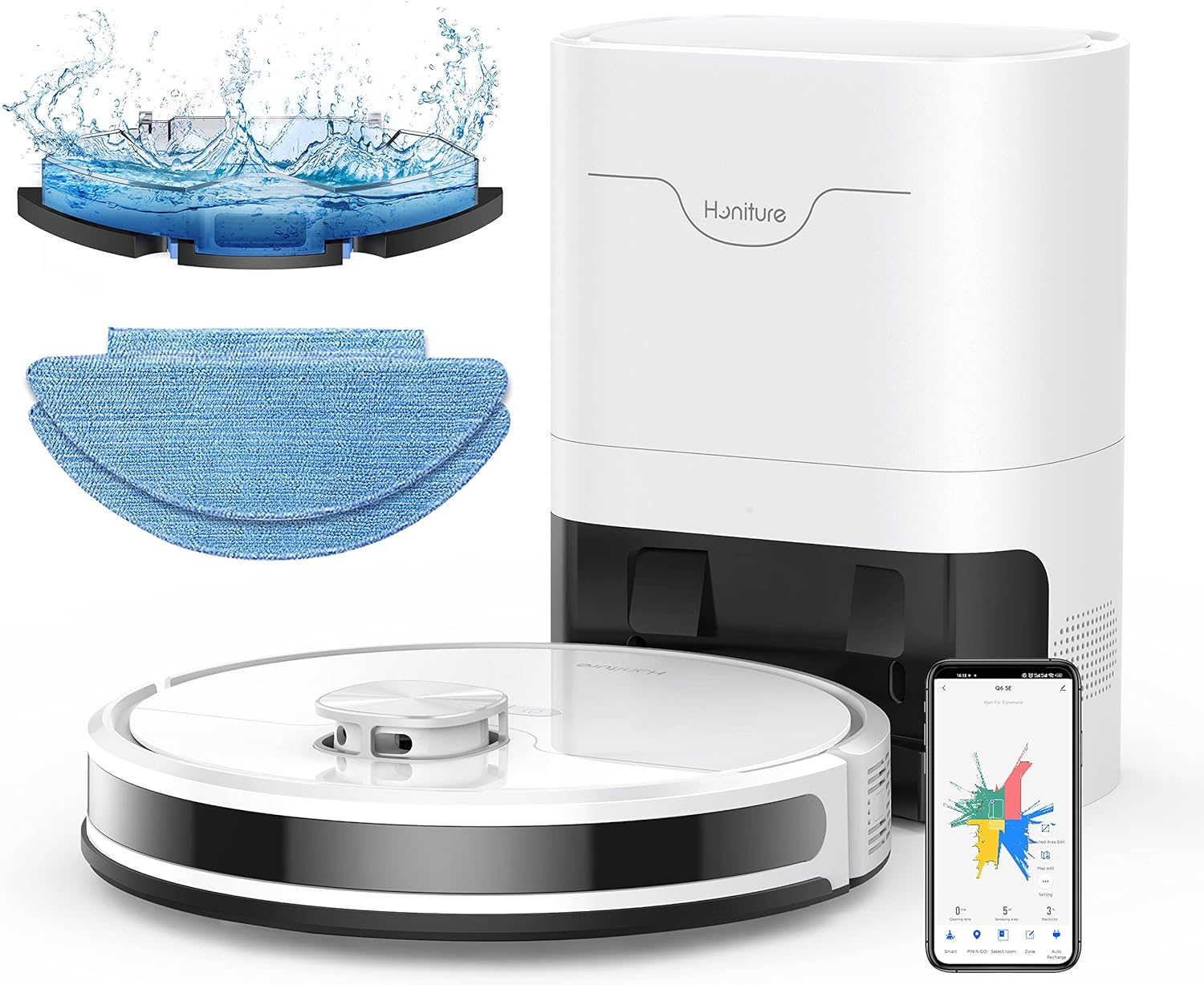 HONITURE Robot Vacuum Cleaner with Mop, 3500pa Robot Hoover with Lidar Navigatio...