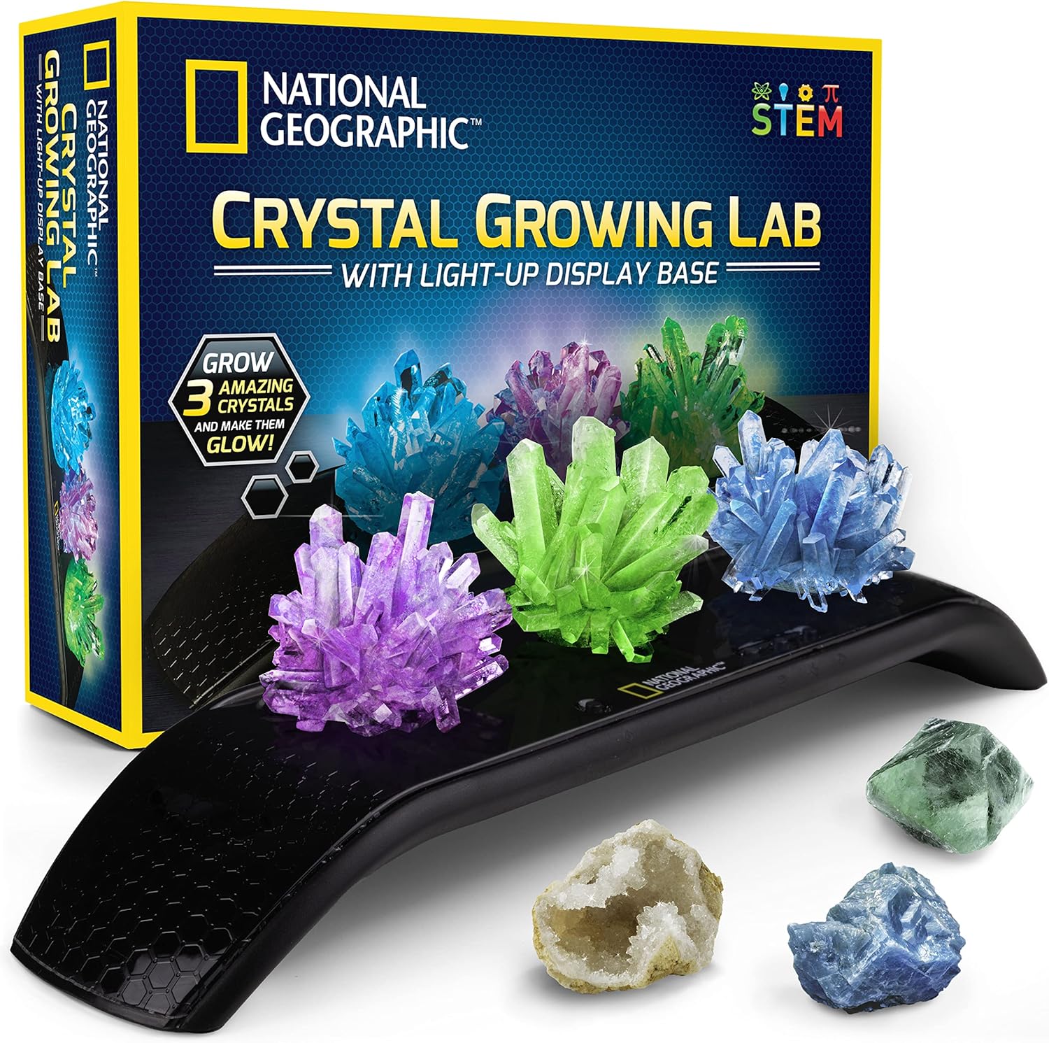 NATIONAL GEOGRAPHIC Crystal Growing Kit - 3 Vibrant Coloured Crystals to Grow wi...