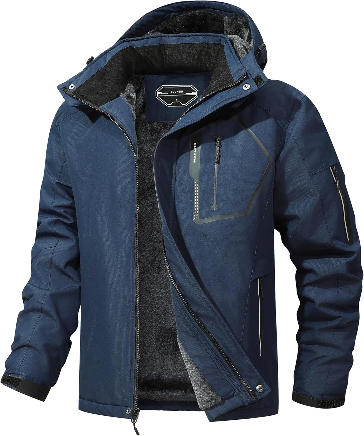 Men's Ski Jacket Winter Warm Snow Coat Waterproof Windbreaker Hooded Work Outerw...