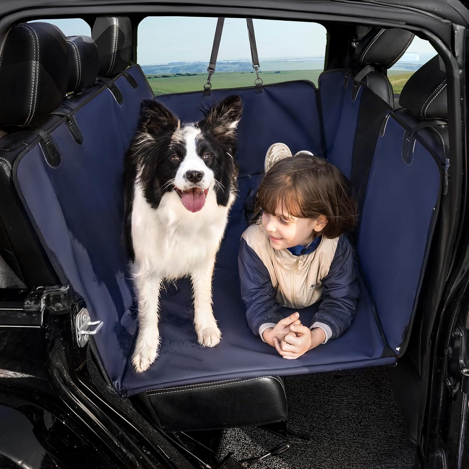 Back Seat Extender for Dogs，Heavy Duty Leatherette Dog Car Seat Cover for Back...