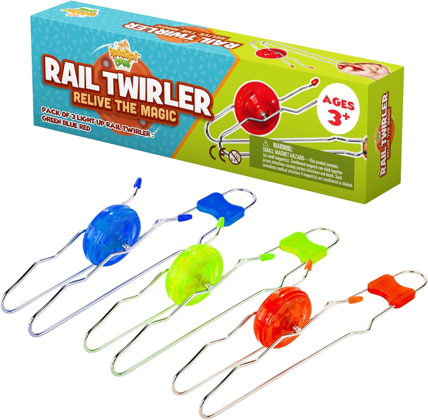 Retro Magic Rail Twirler, Unique Light Up Magnetic Stocking Stuffers for Kids, S...