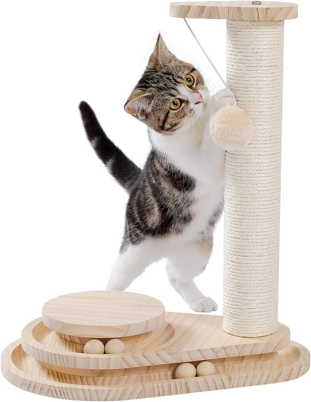Made4Pets Cat Scratching Post Cat Scratcher Kitten Toys for Indoor Cats Wooden B...