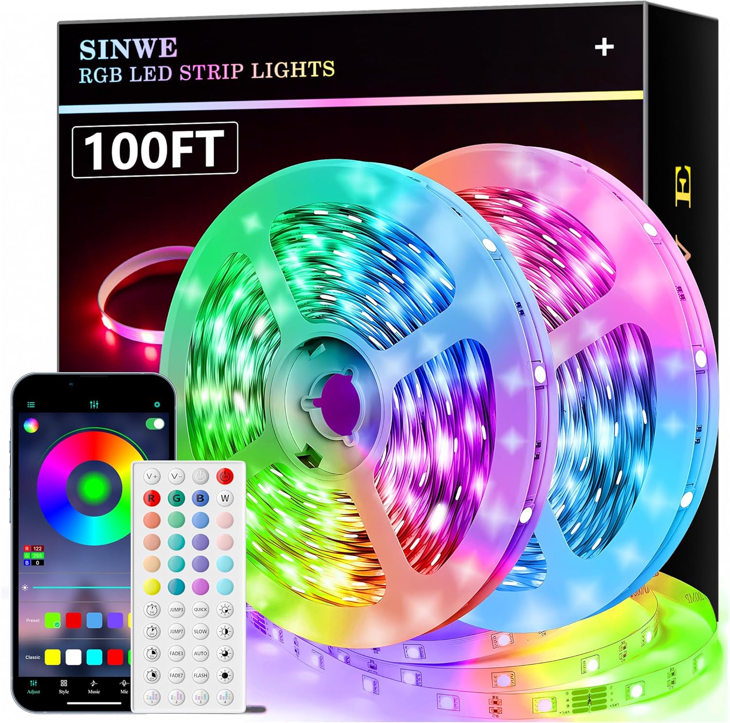 SINWE 100ft Led Lights, Special LED Strip Lights with Music Sync, Innovative LED...