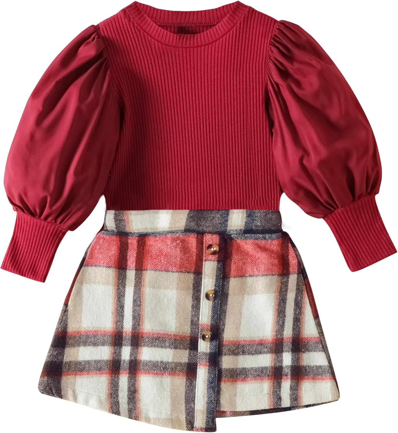 DONWEN Toddler Girl Outfit, Special Toddler Clothing Set With Puff Sleeve Tops,...
