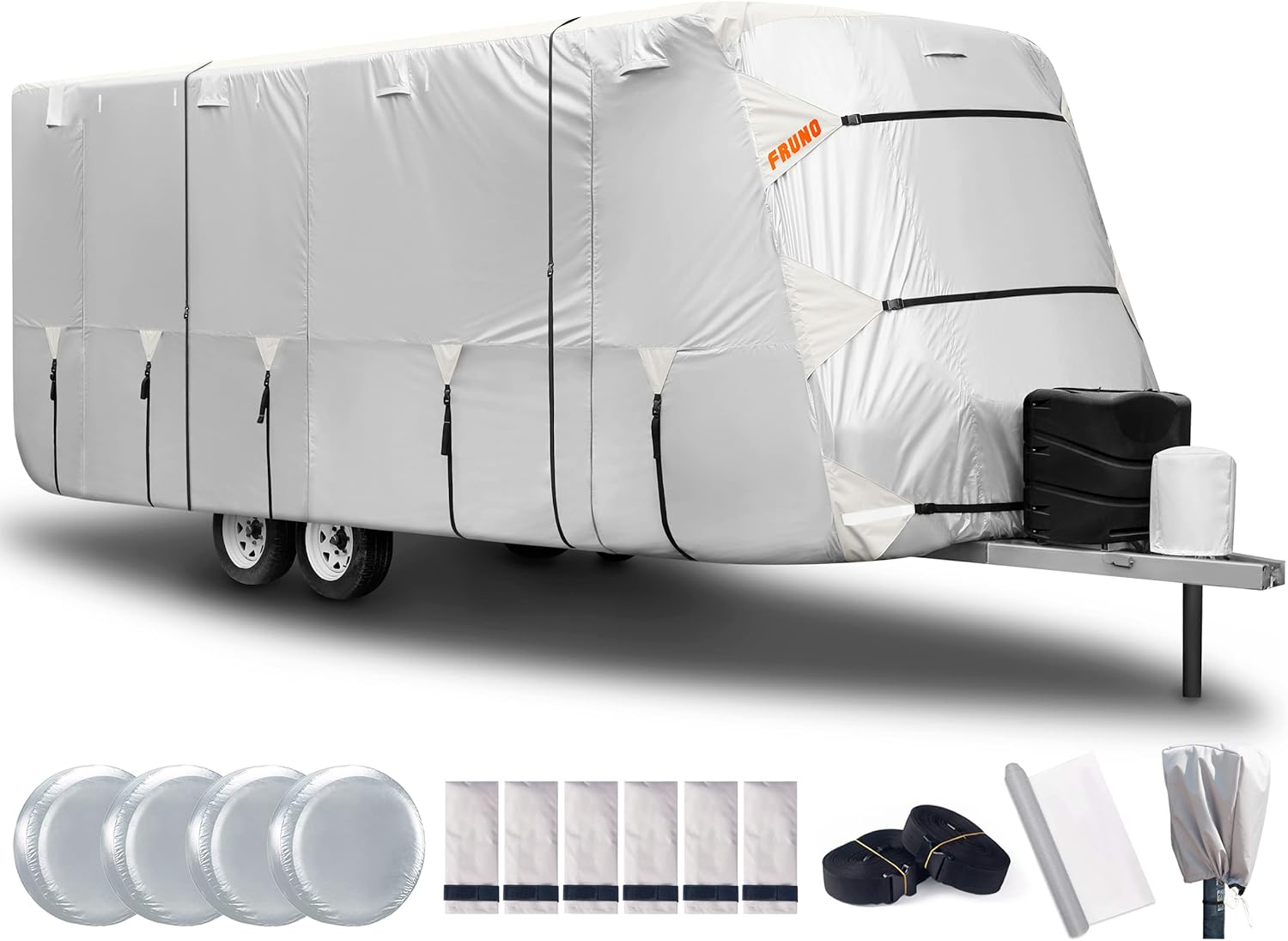 Oxford Cloth Travel Trailer RV Cover 24'-27' Waterproof Rip-Resistant Anti-UV Ca...