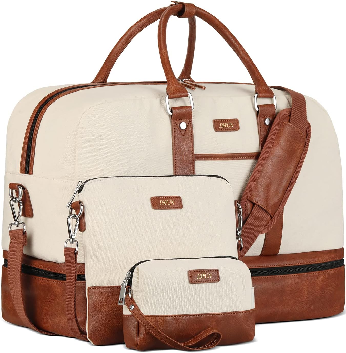 IBFUN Weekender Bags for Women, Large Overnight Bag Canvas Travel Duffel Bag Car...