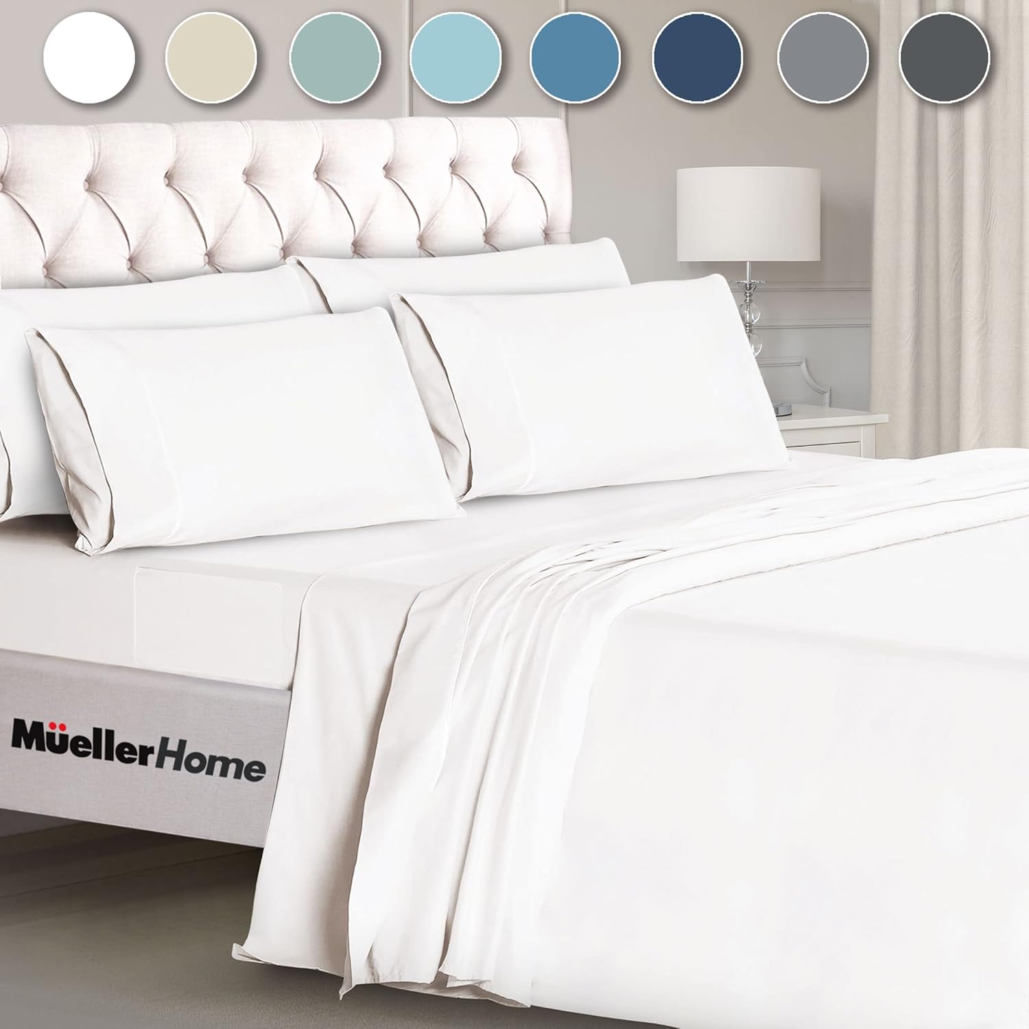 Mueller Ultratemp King Size Sheets Set, Super Soft 1800, 6 Piece, Deep Pocket up...
