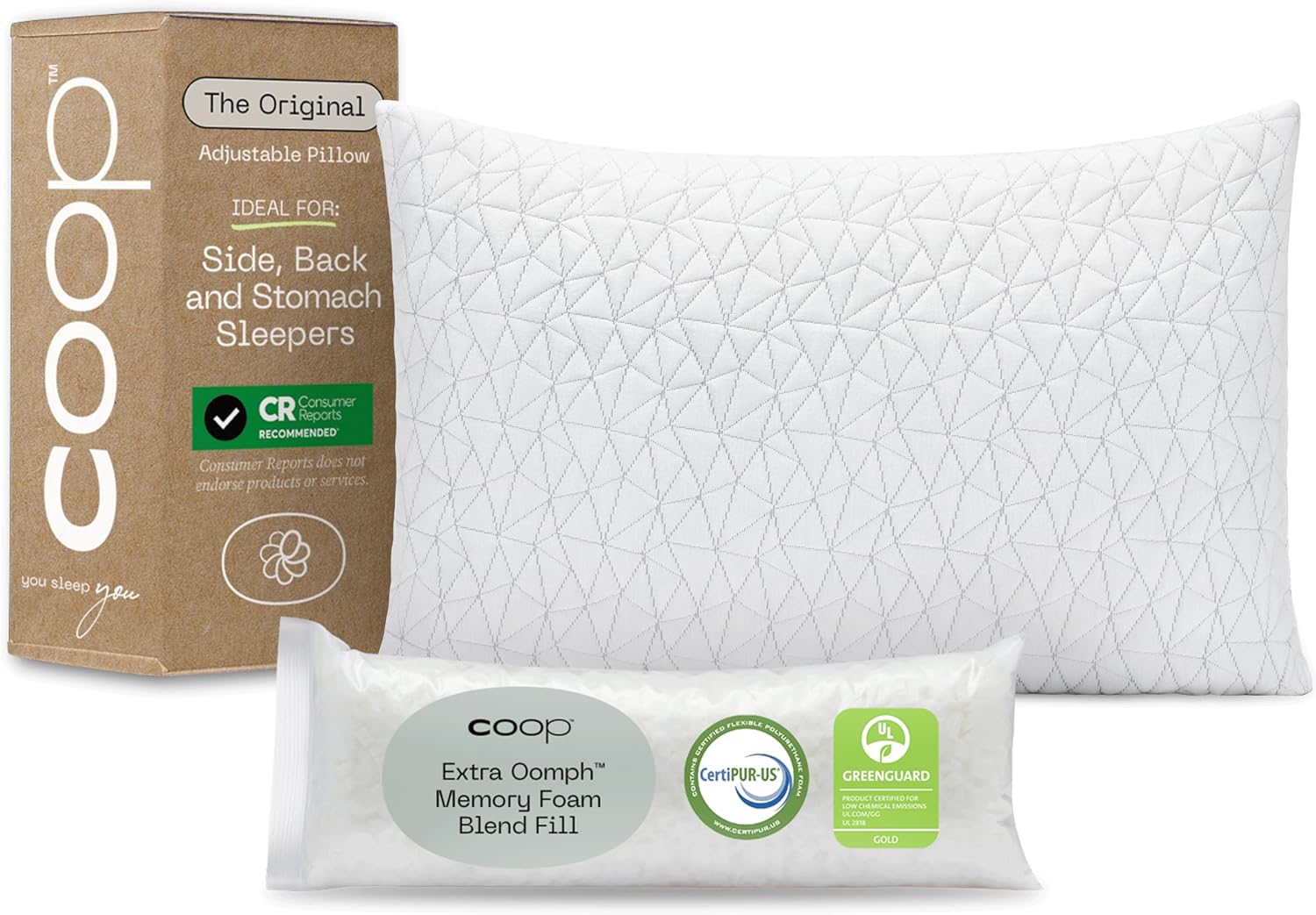 Coop Home Goods Original Adjustable Pillow, King Size Bed Pillows for Sleeping,...