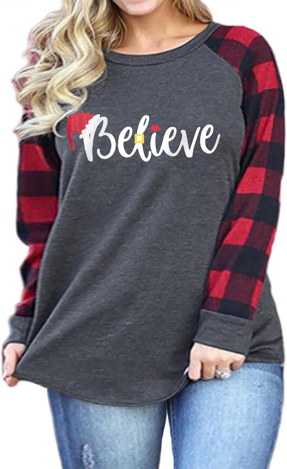 VISLILY Plus-Size-Christmas Shirts for Women, Special Holiday Long Sleeve Tops,...