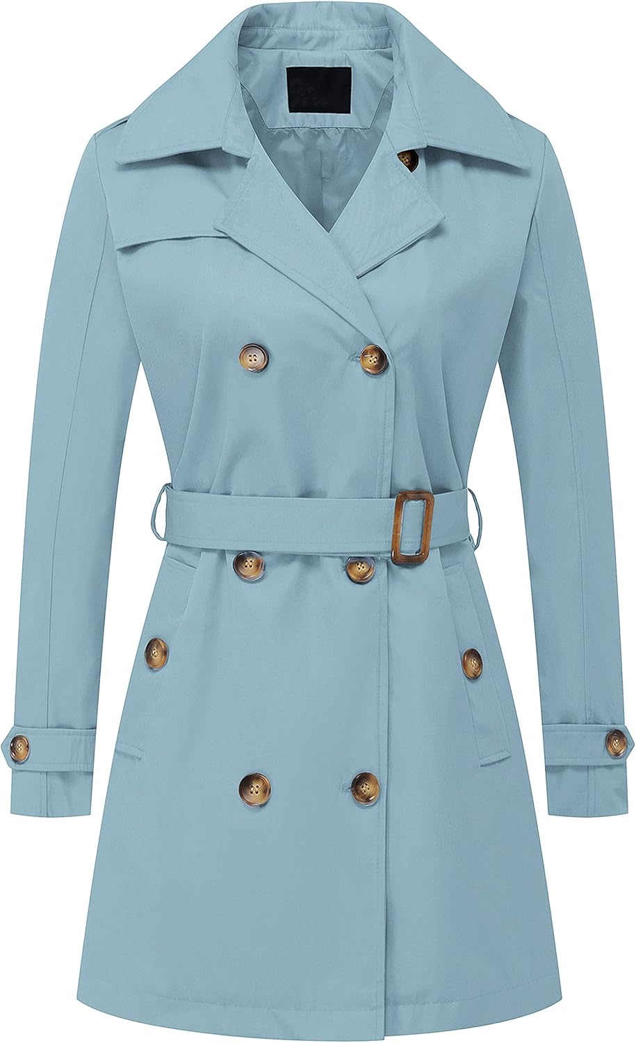 Chrisuno Women's Double Breasted Trench Coats Mid-Length Belted Overcoat Long Dr...
