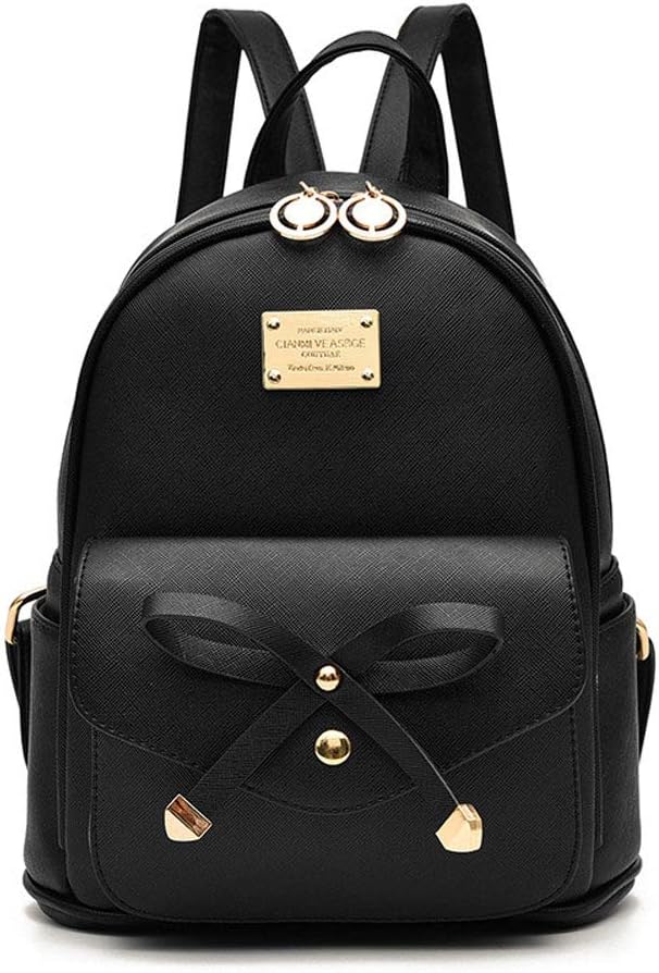 I IHAYNER Girls Bowknot Cute Leather Backpack Mini Backpack Purse for Women Blac...