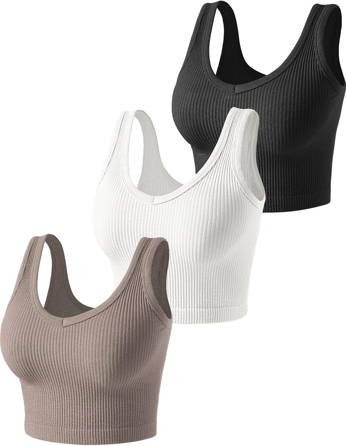 Women's Tank Tops, Unique 3 Pieces Cute Sexy Ribbed Summer Tops, Affordable Crop...