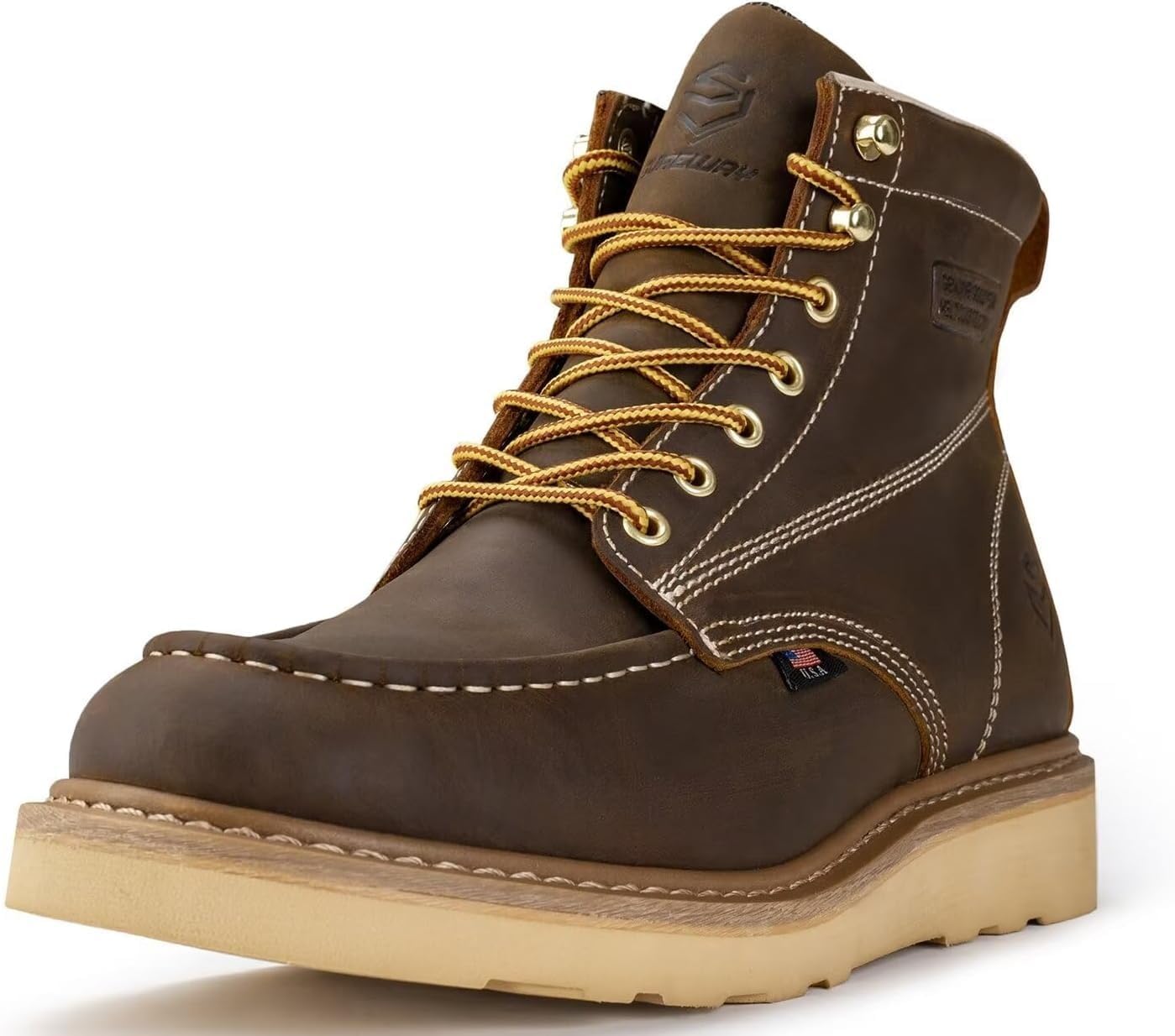 SUREWAY 6 in Mens Soft/Steel Toe Wedge Work Boots for Men-Full Grain Leather,Goo...