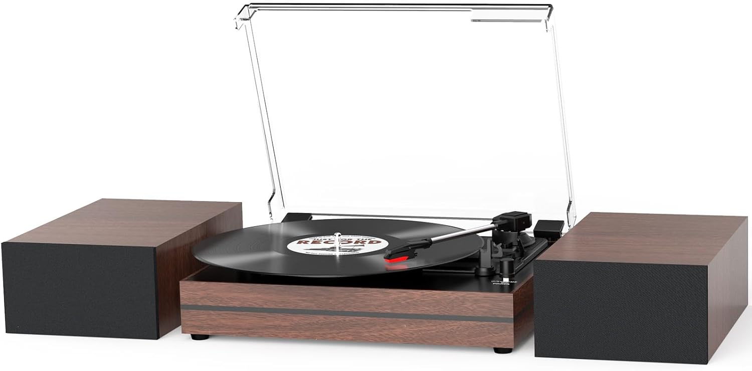 Record Player, High-Quality Vinyl Player with External Speakers, Special Belt-Dr...
