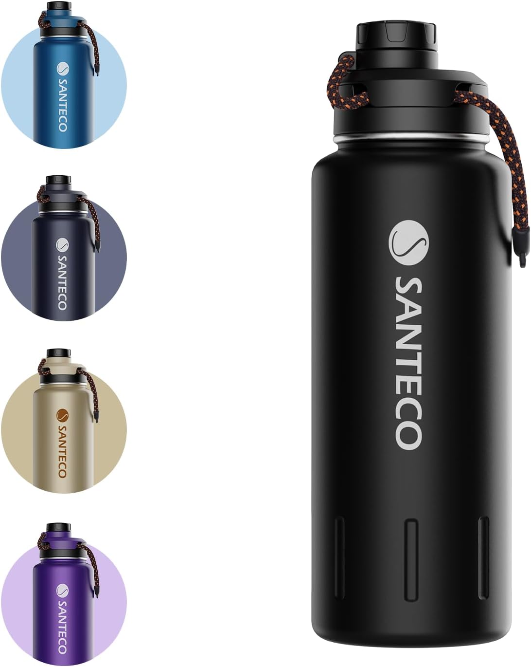 Santeco Insulated Water Bottles, Special Stainless Steel Bottle for 32 oz Capaci...