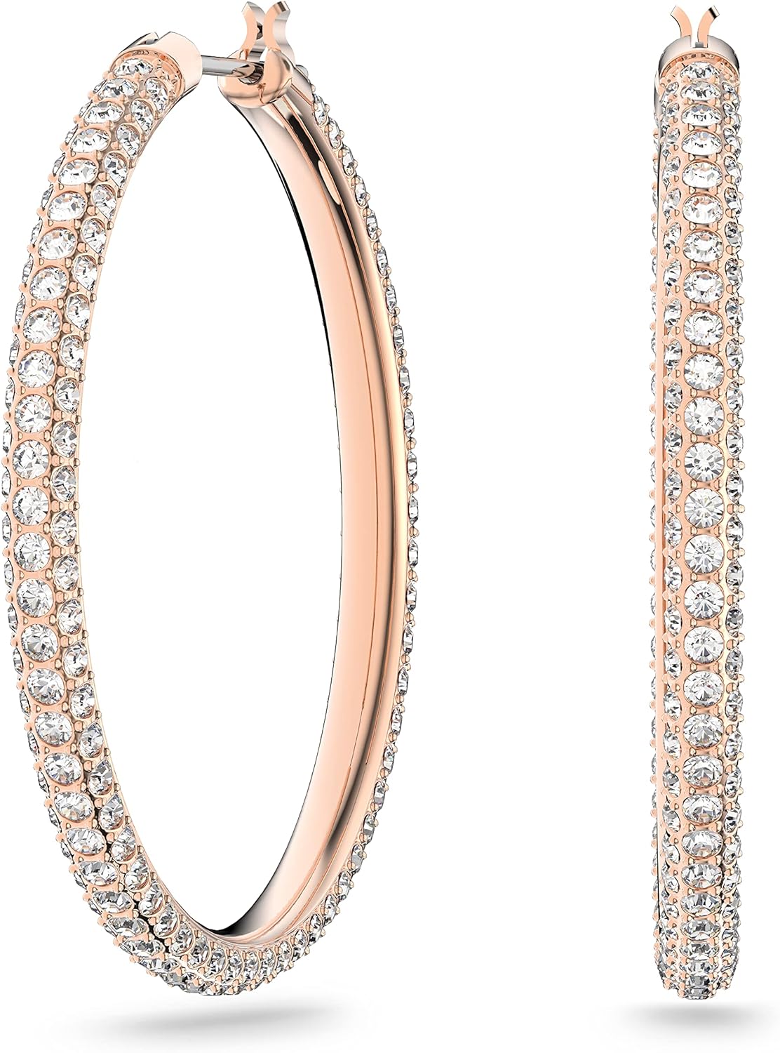Swarovski Vittore hoop earrings Rose gold-tone plated/White