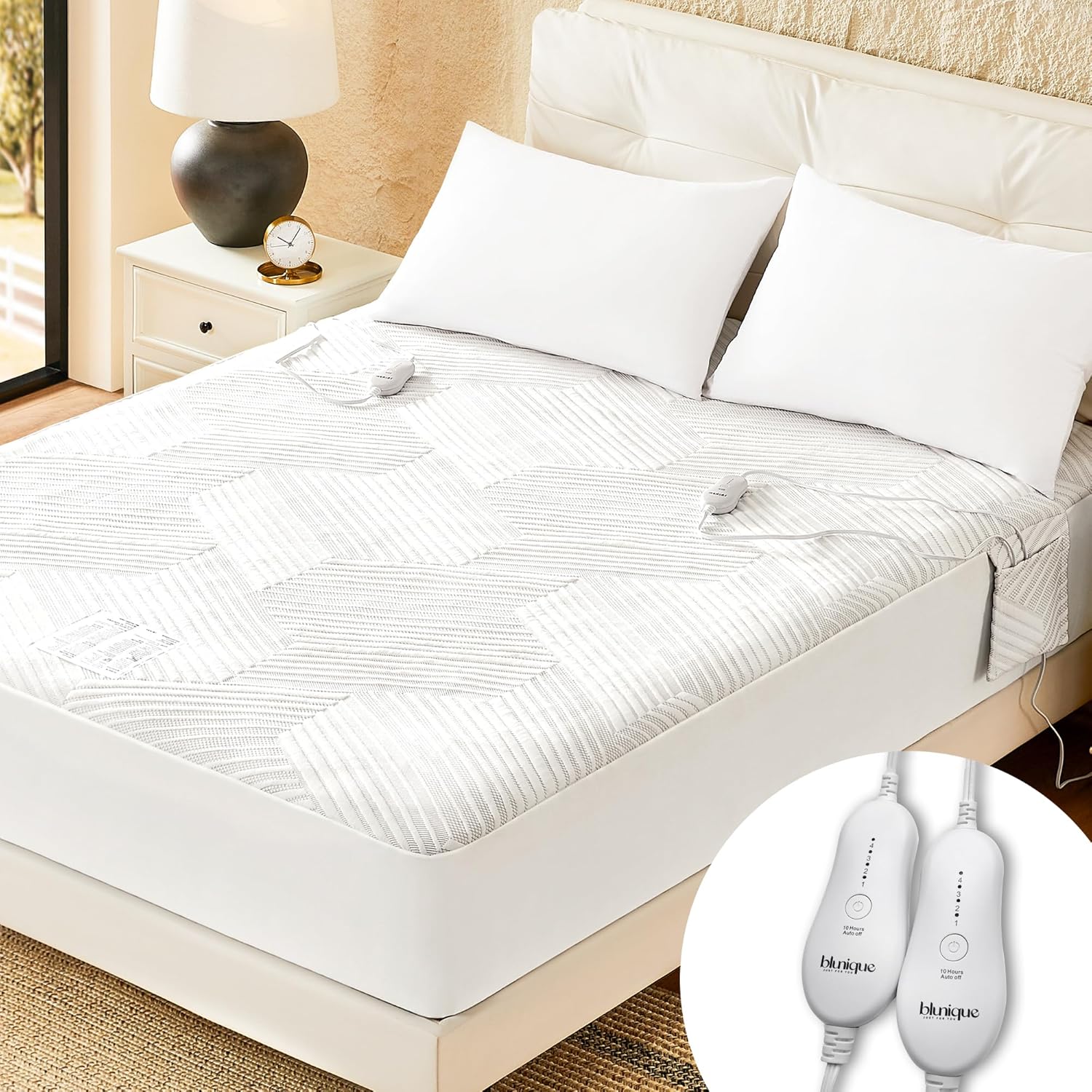Electric Heated Mattress Pad King Size Dual Control Bed Warmer, Deep Pocket, Sid...