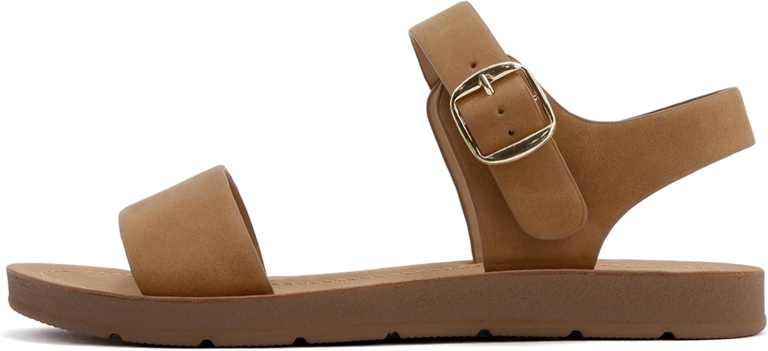 Soda PLENTY Women's Sandals, Special Strappy Ankle Wrap Buckle Fashion Flats, In...