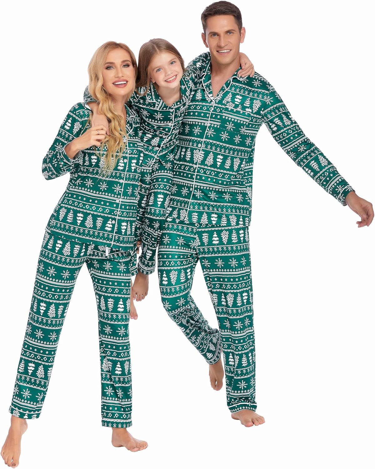 Ekouaer Christmas Family Matching Pajamas, High-Quality Long Sleeve Button Down...
