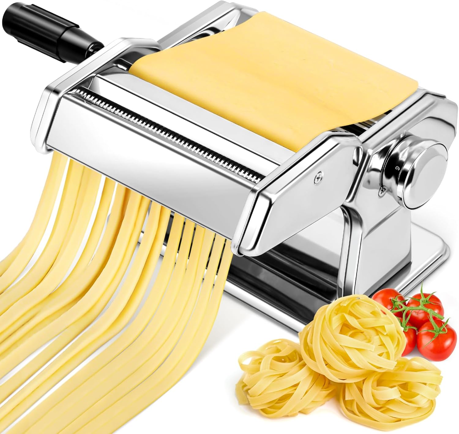 YASHE Manual Pasta Maker Machine, Stainless Steel Pasta Roller and Cutter with 7...