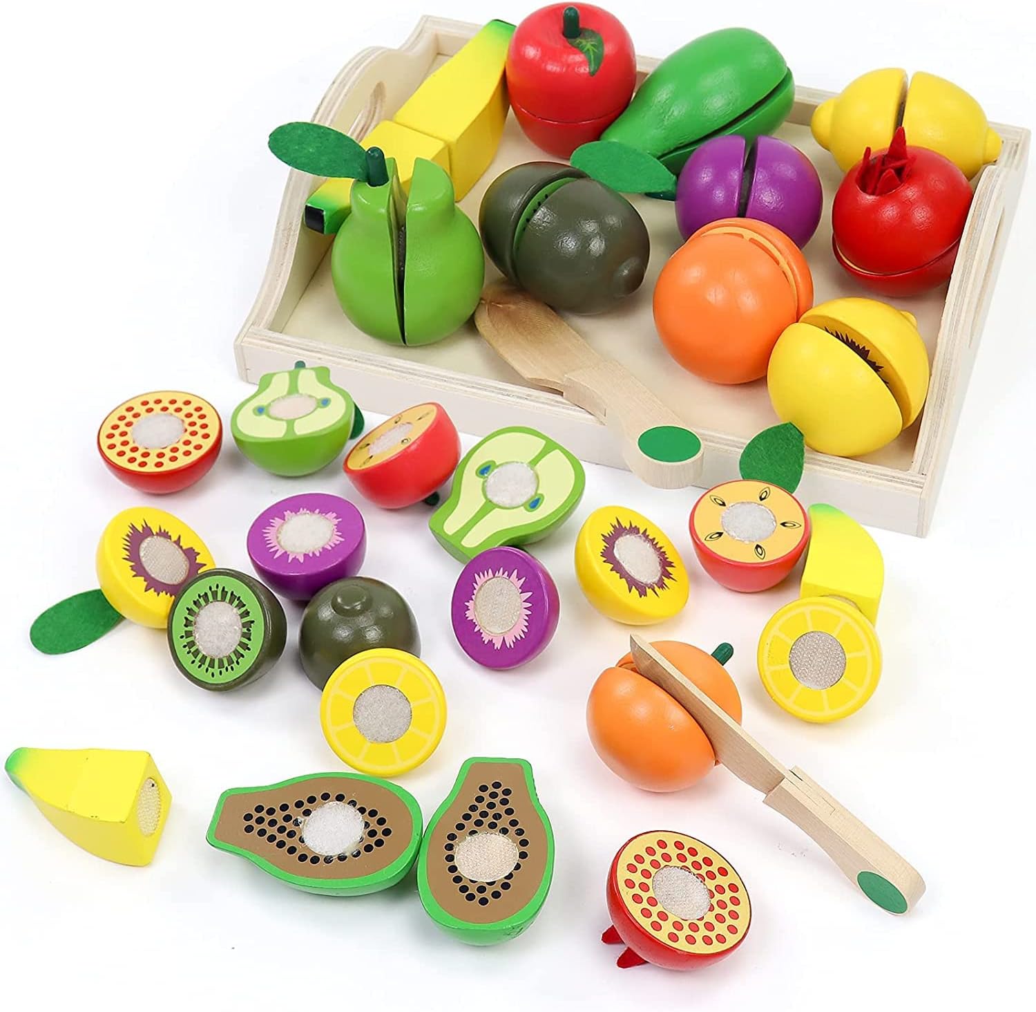 Fajiabao Wooden Play Food Sets Toddler Toys 2-3 Montessori Toys for 2 3 4 Year O...