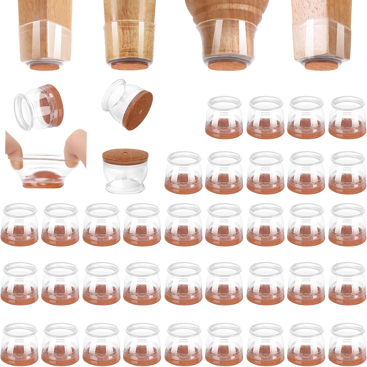 36Pack Silicone Chair Leg Floor Protectors, Special Chair Leg Protectors for Har...