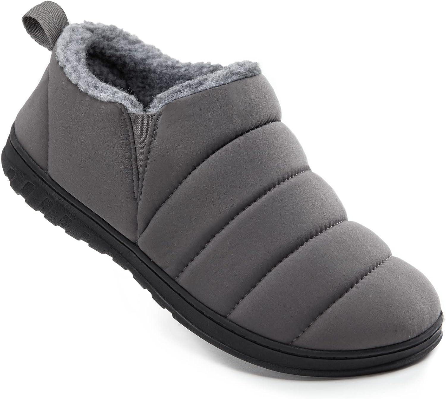VeraCosy Men's Slippers, Warm Quilted Memory Foam Ankle Mule, Special Elastic Go...