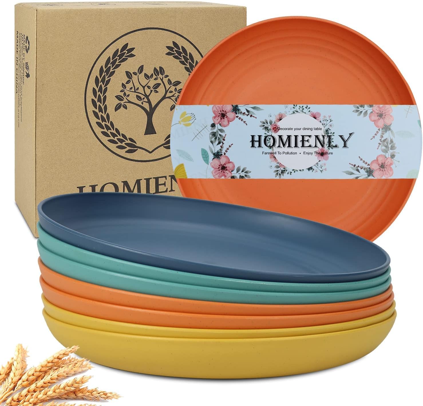 Homienly Deep Dinner Plates Set of 8 Alternative for Plastic Plates Microwave an...