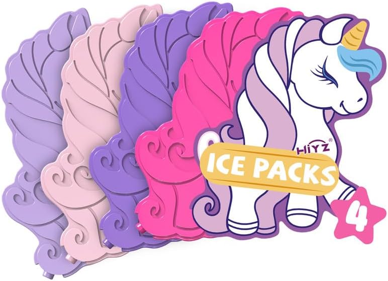 HiYZ Unicorn Ice Packs for Lunch Boxes - Reusable Kids Ice Packs - Quick Freeze,...